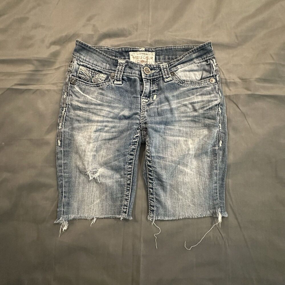 Women’s Distressed Denim Bermuda Shorts - Blue